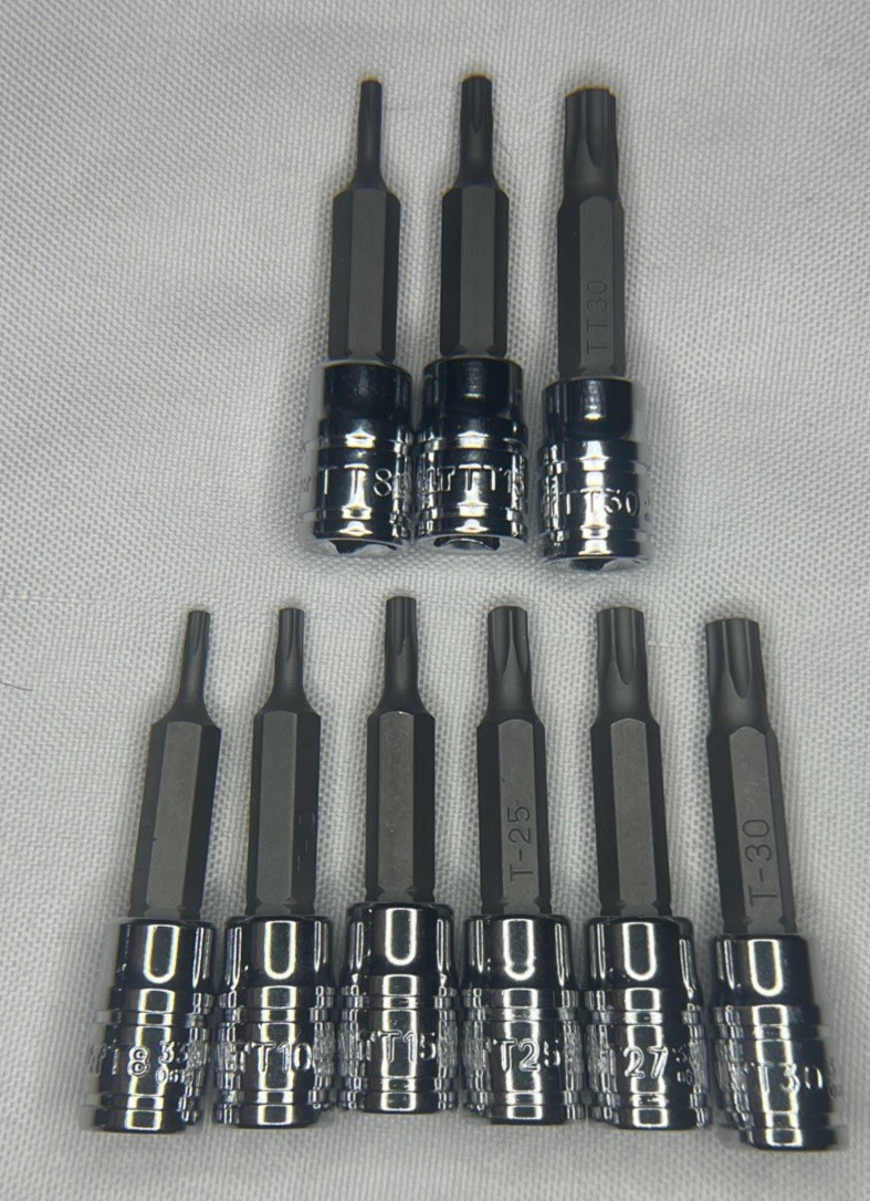 9pk Kobalt Tamper & Standard Torx Bit Sockets 1/4” Drive T10 T15 T25 T30 + More