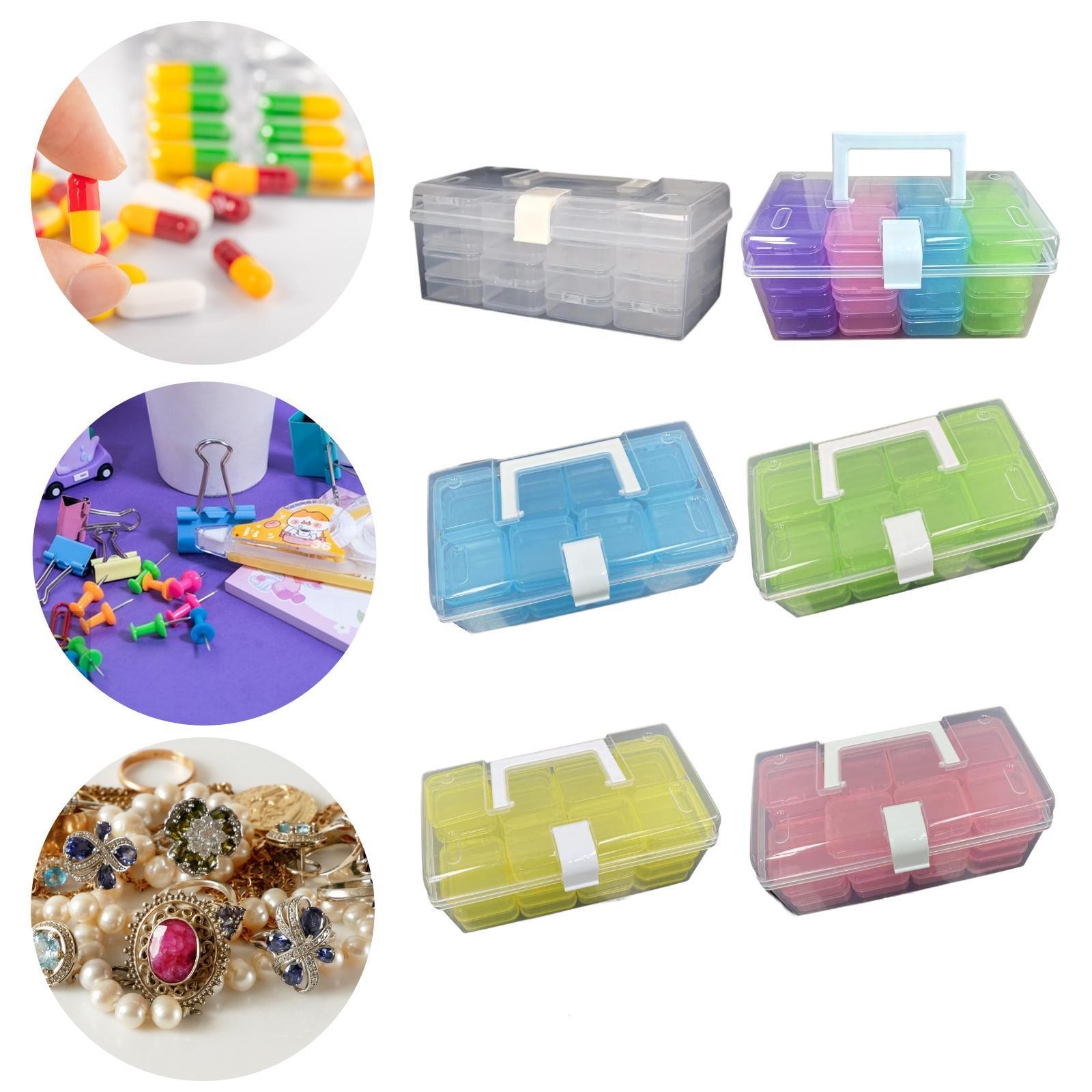 Bead Organizer Box Bead Storage Containers Multipurpose with Hinged Lid Craft