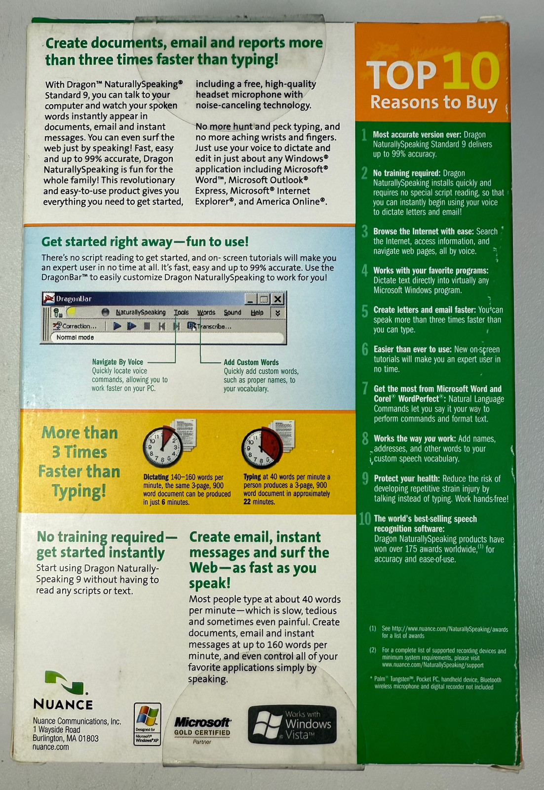 Dragon Naturally Speaking 9 Standard SPEECH RECOGNITION SOFTWARE NOS NEVER OPEN