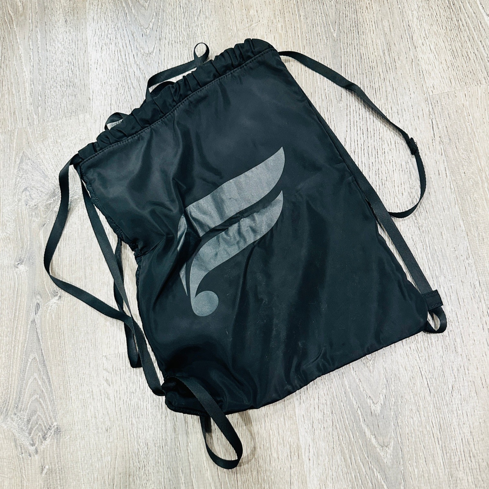 Fabletics Black Drawstring Backpack Quilted Logo Cinch Gym Bag Mens Womens