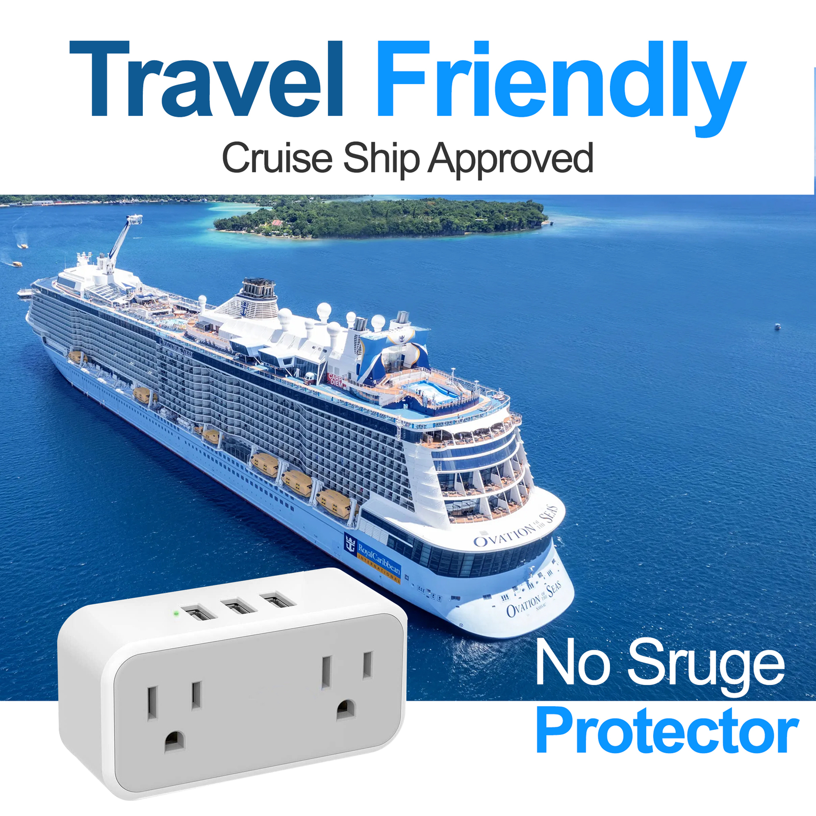 Multiple Plug Outlet Splitter With 3 USB Wall Charger 2 Electrical Outlets