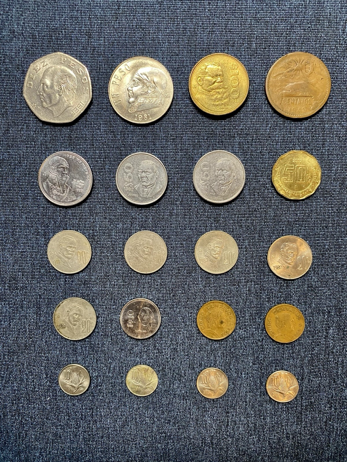 Mexico Old Coin Collection Lot of 20 Circulated Mexican Coins 🇲🇽