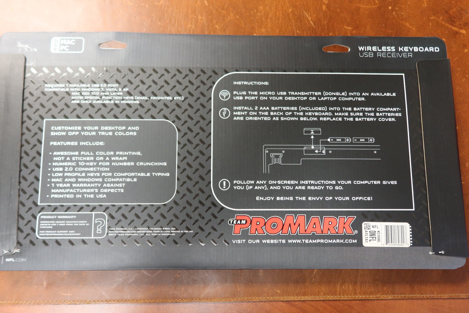New NFL Atlanta Falcons Keyscraper Wireless Keyboard for Mac / PC