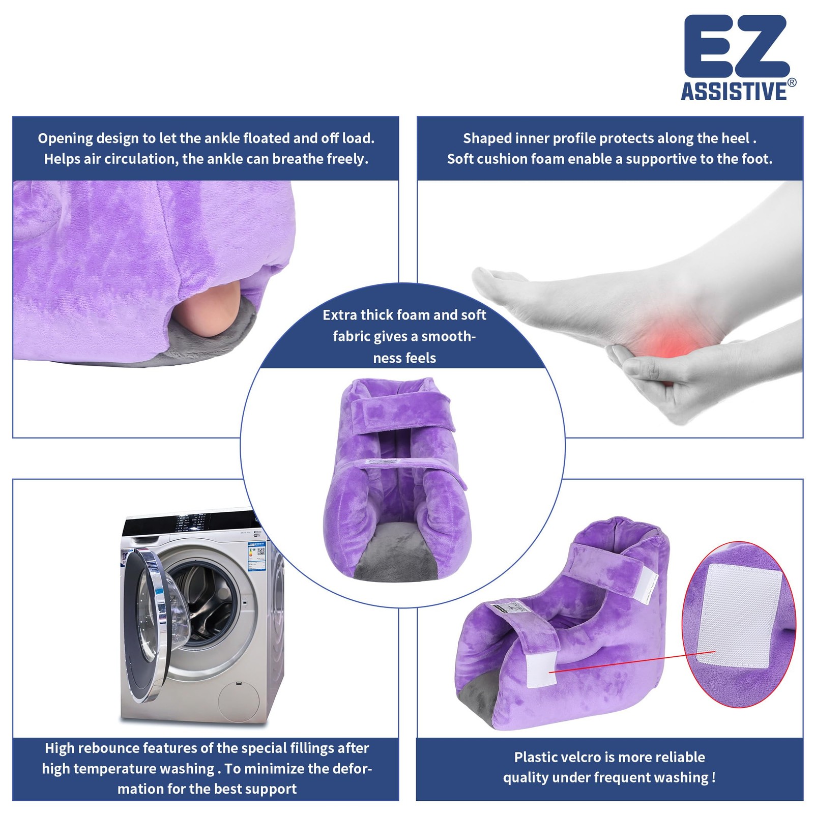Ehucon 1pc Velour Heel Protectors Remove Pressure and Bedsores,Heel Protector...