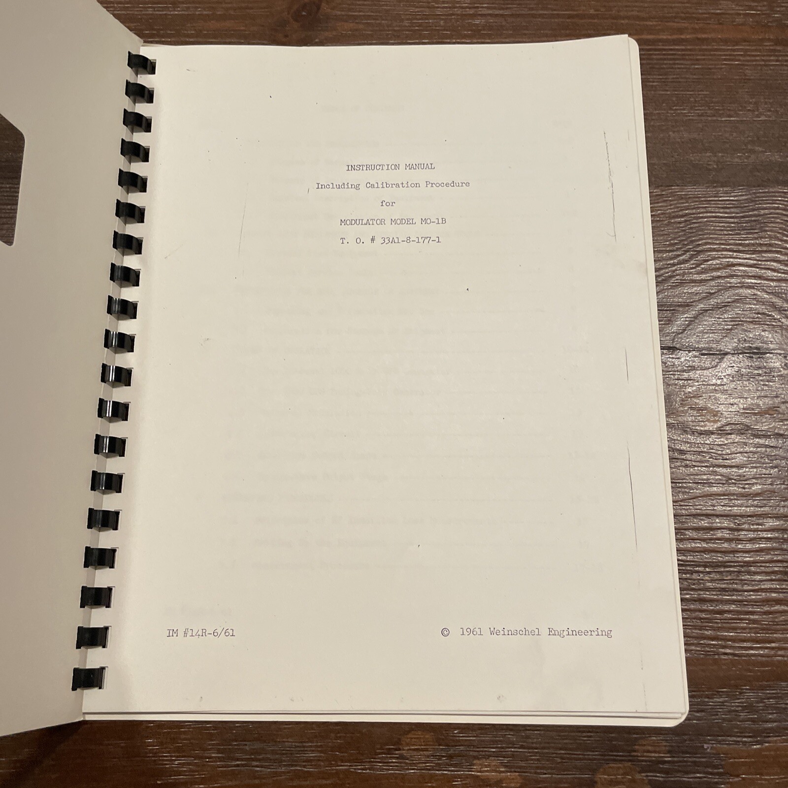 Weinschel Engineering MO-1B Including Calibration Procedure Manual IM#14R-61