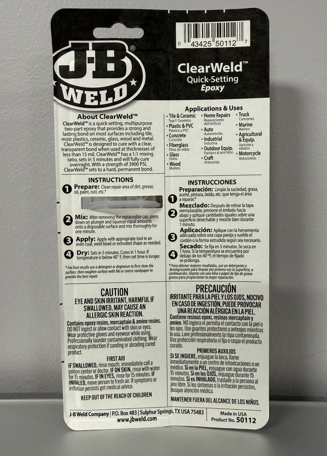 J-B Weld ClearWeld Quick Setting Epoxy