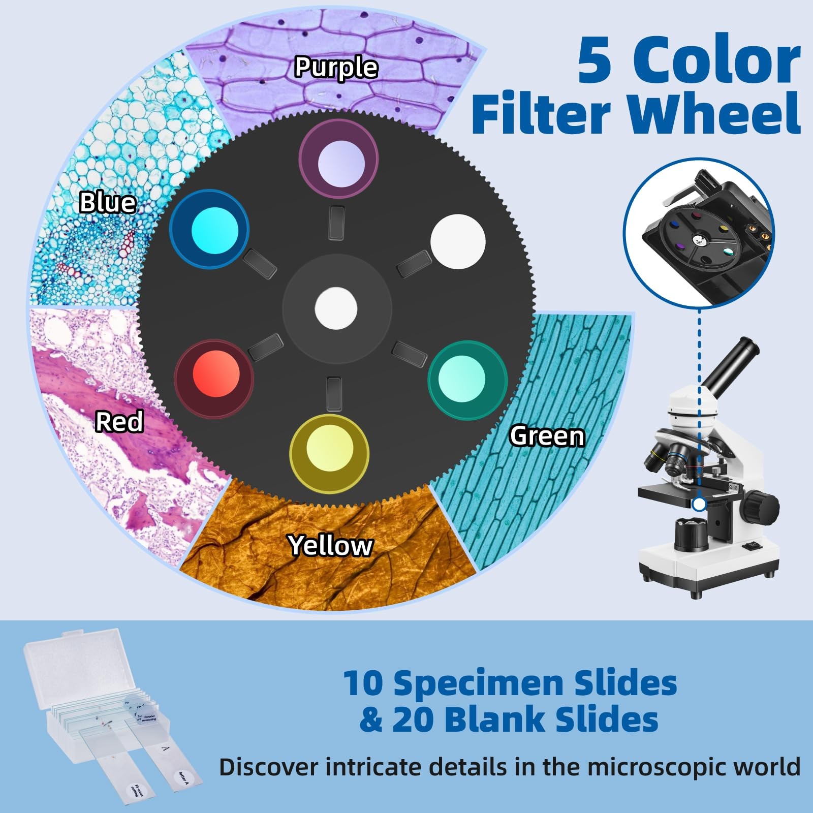 Microscope for Adults Kids,40X-2000X Monocular Microscope Kit for Home School...