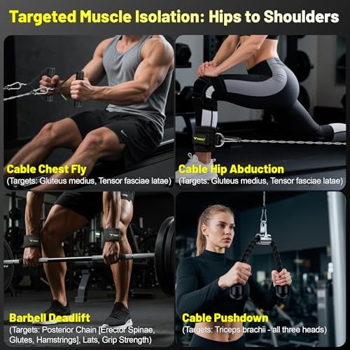 Cable Attachments for Gym, LAT Pulldown & Cable Machine Short Bar Set