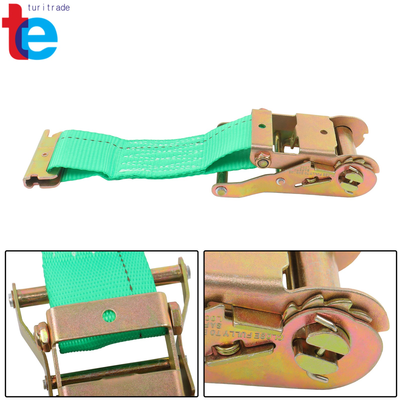 Tie Down Straps 4pcs E Track Wheel Chock 2 Pack 2" X 15' E Track Ratchet Straps