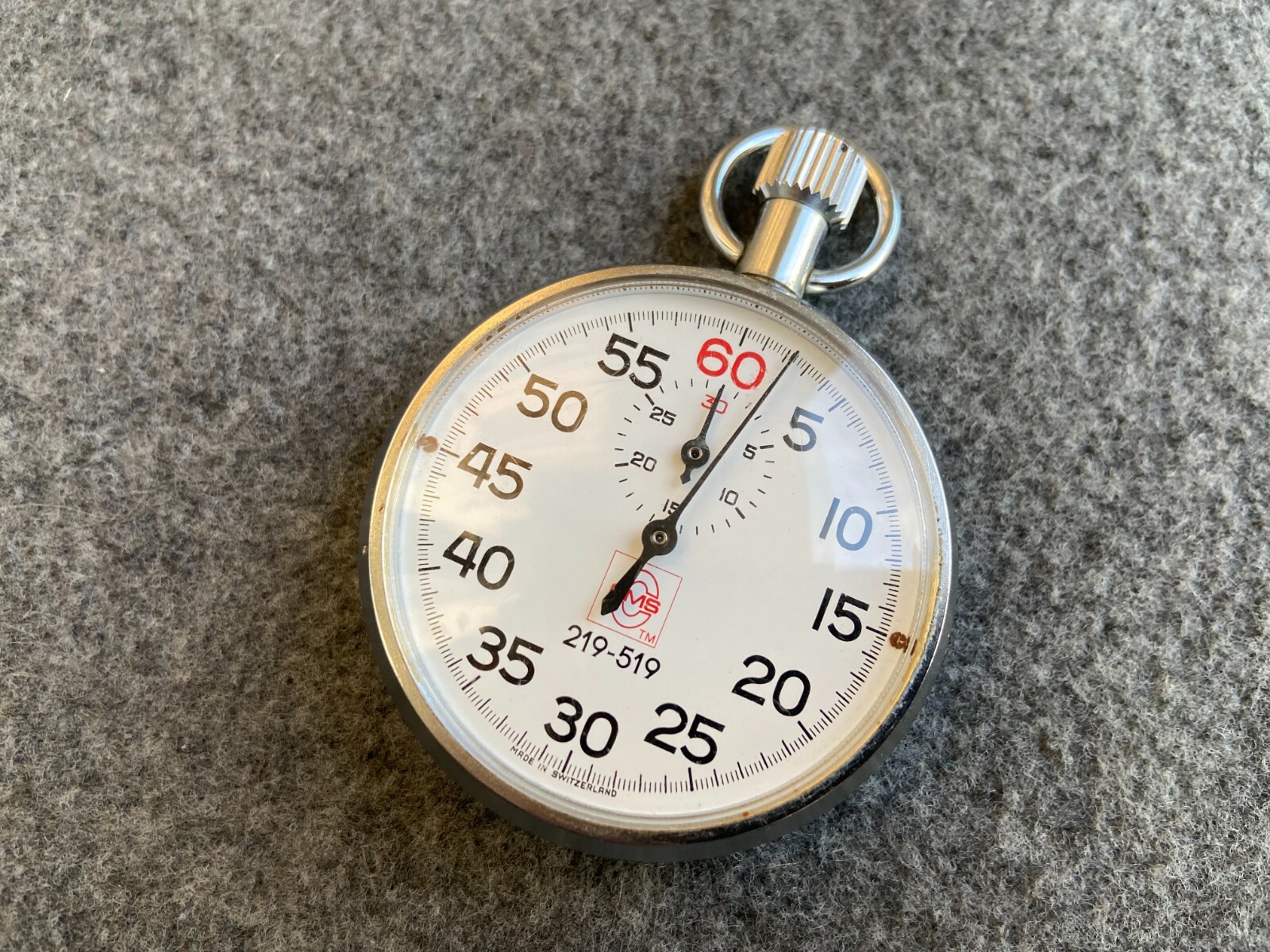 Vintage Swiss Made CMS Mechanical Wind Up Stopwatch