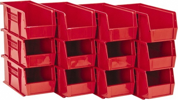 12 Pack Quantum Storage QUS230CL Red Stack & Hang Bin 5-1/2"W x 10-7/8"D x 5"H