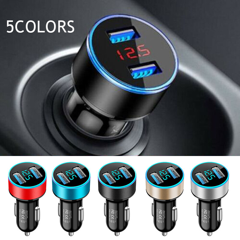 Dual Ports 3.1A USB Car Cigarette Charger Lighter Digital LED Voltmeter Safe⇗