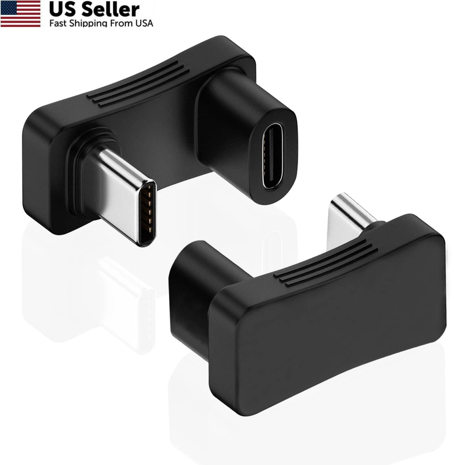 AreMe 2pk 180 Degree USB C Adapter U Shape 10Gbps 100W PD Steam Deck Switch Lapt
