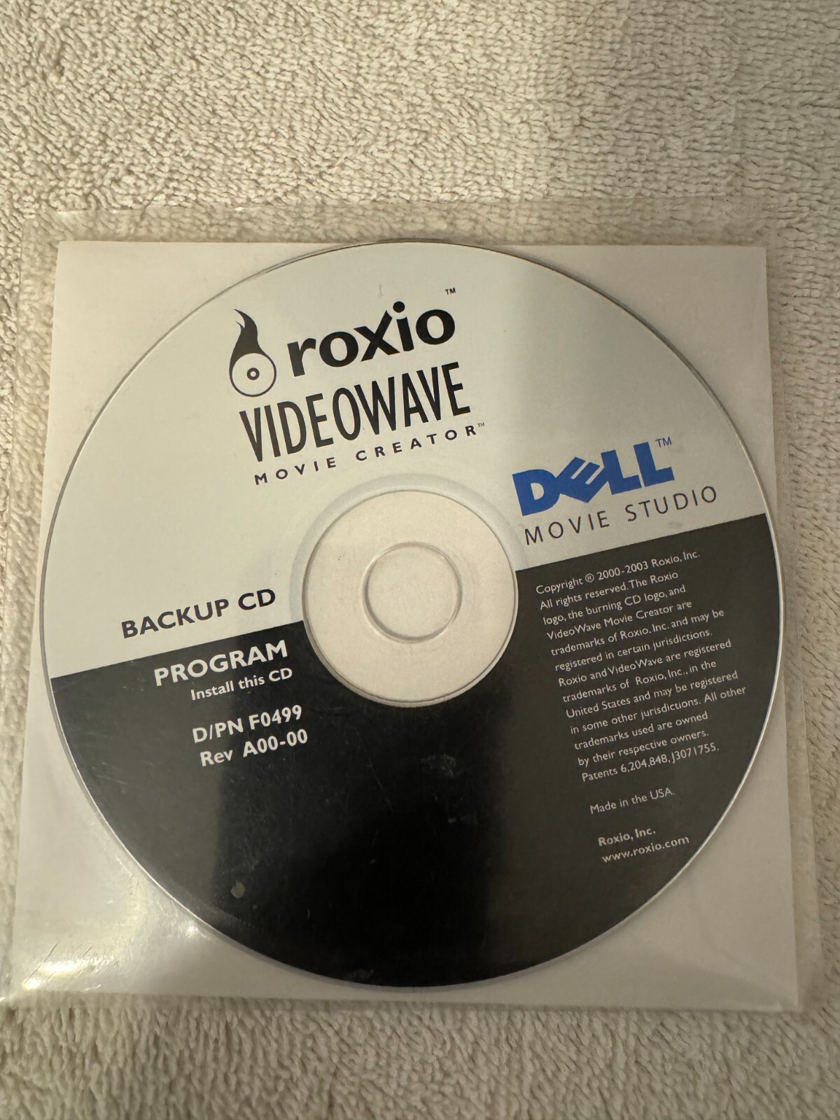 Roxio Videowave Movie Creator BackupCD Dell