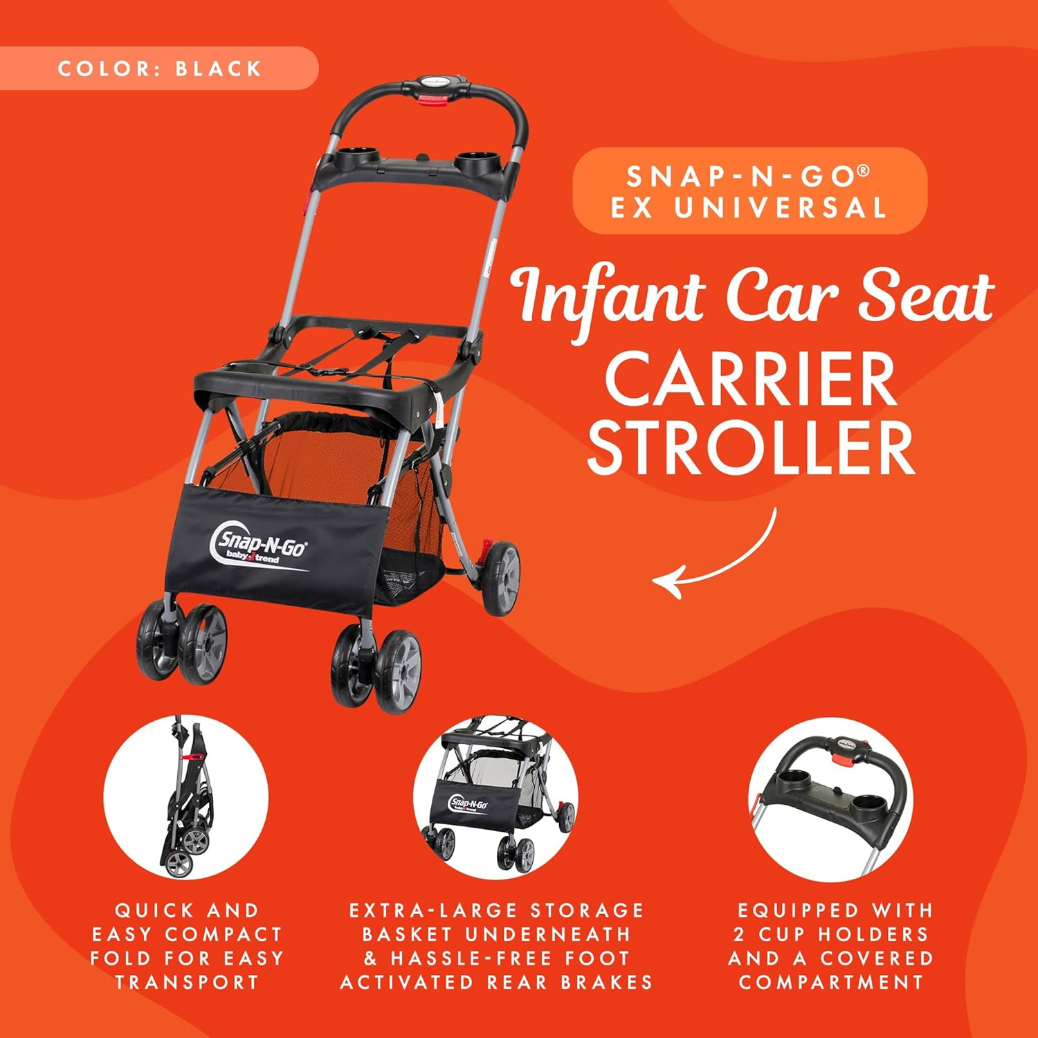 Snap N Go EX Polyester Lightweight Foldable Universal Single Infant Car Seat Car