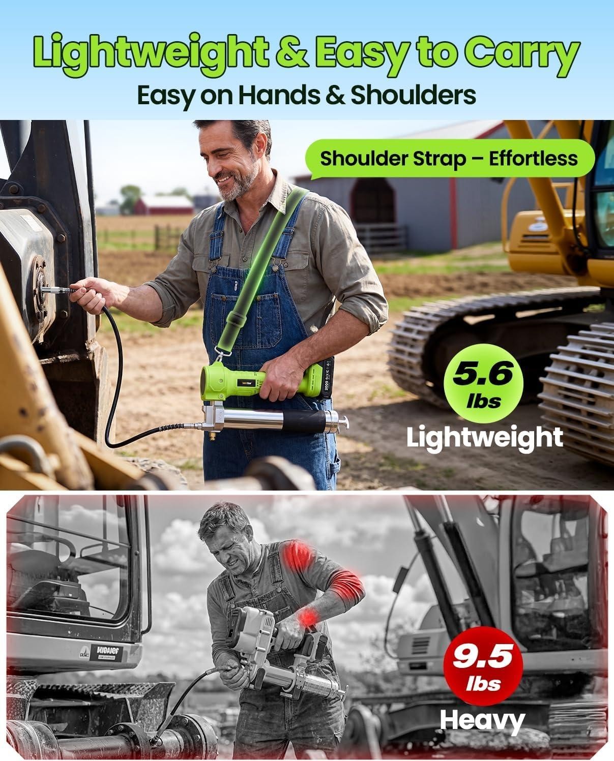 Grease with Lock-On Trigger for Effortless Greasing, Cordless Electric