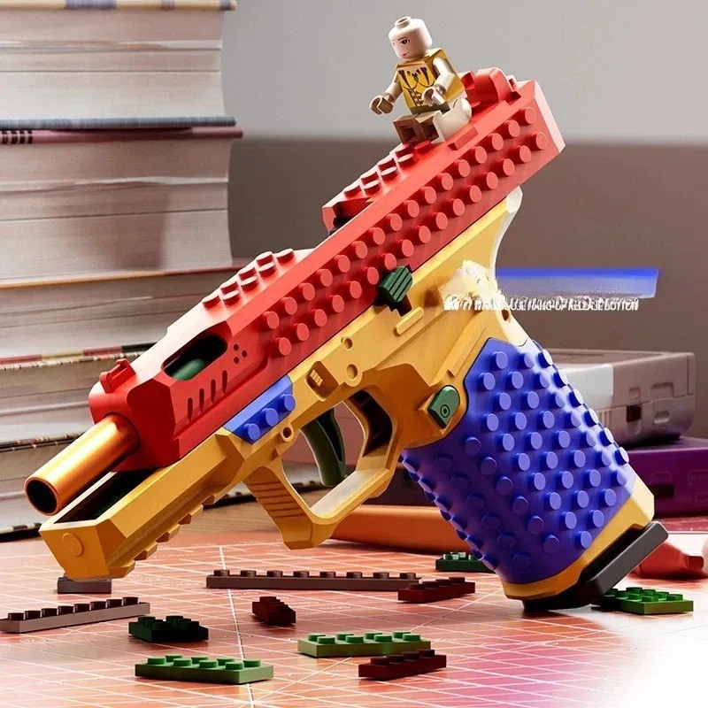 Building Block Style Soft Dart Toy Blaster Continuous Fire Shell Eject Play