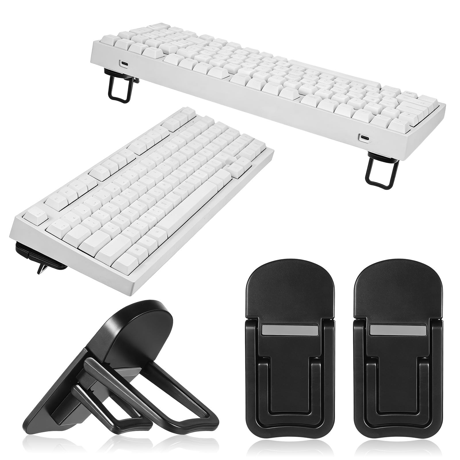 Portable Keyboard Riser Mini Foldable Laptop Stand Adjustable Feet Black 2PCS