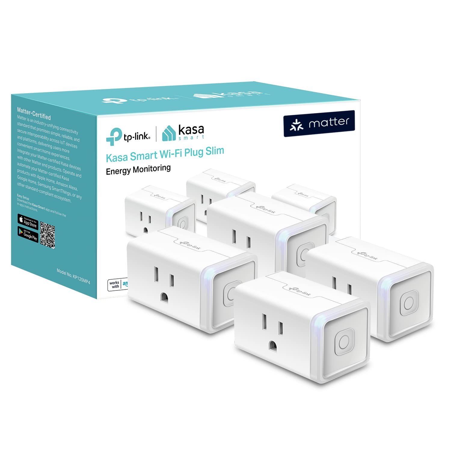 Kasa Matter Smart Plug w/ Energy Monitoring, Compact Design, 15A/1800W Max, Supe