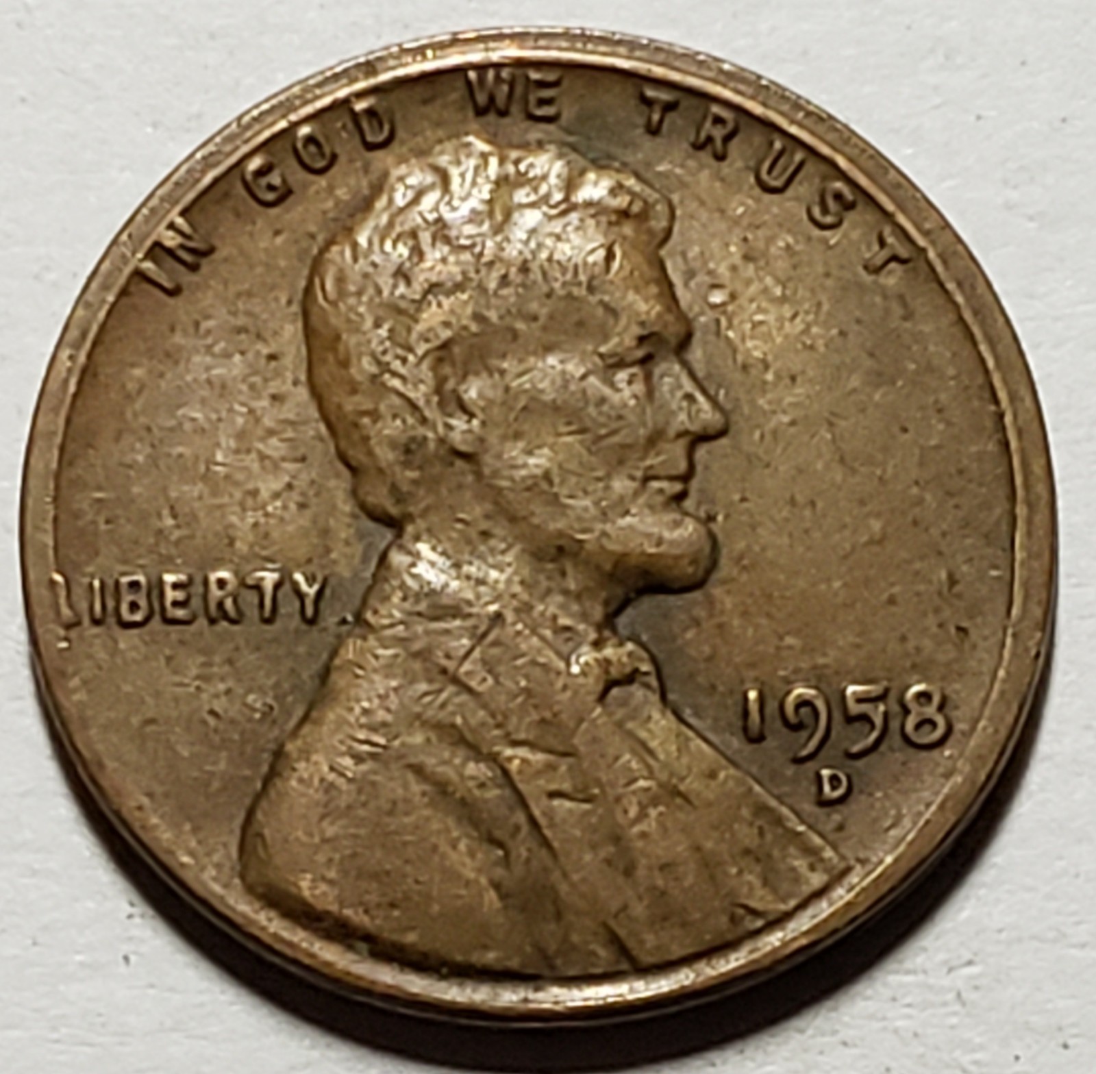 Broadstruck - 1958-D  Lincoln Wheat Cent -  Out Of Collar  error