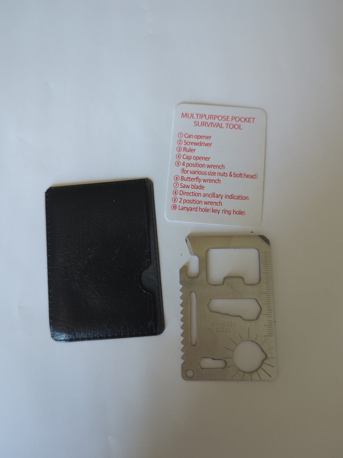 Multipurpose Pocket Survival Tool Stainless Steel with Black Protective Sleeve