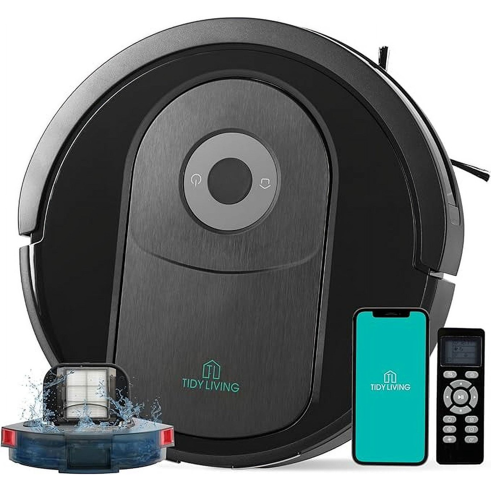 TIDY LIVING ROBOT VACUUM CLEANER,2 IN 1 ROBOT VACUUM AND MOP WITH 4000PA - BLACK