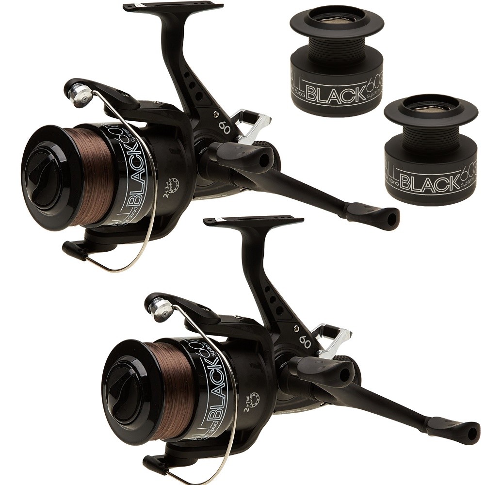 Carp Fishing Freespool Reels x2 Fishing Spare Spool All Black Lineaeffe 60