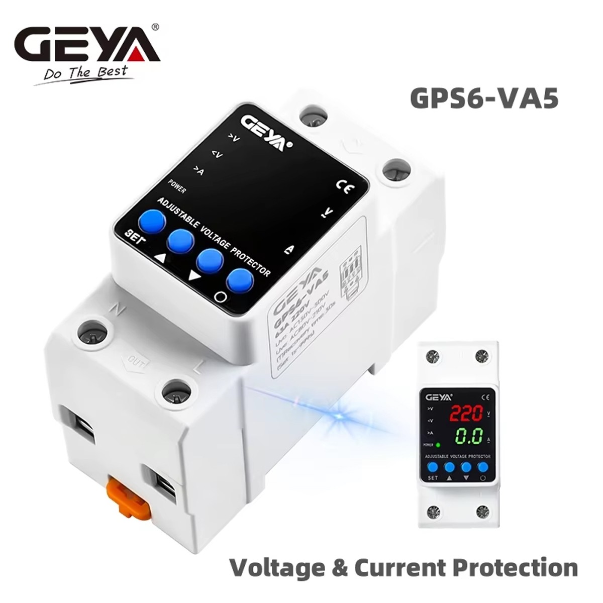 GEYA Digital Display Voltage Current KWH Protector Protect 2P 40/63/80A 220 GPS6