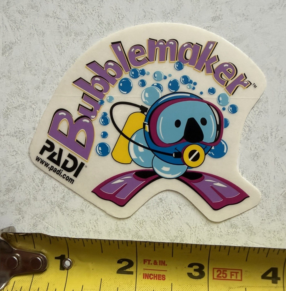 PADI Bubblemaker Sticker Clear Backing