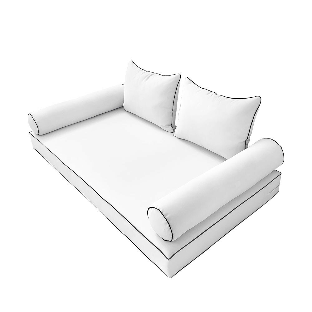 Style4 5PC Contrast Pipe Daybed Mattress Cushion Complete Set-Crib Size AD106