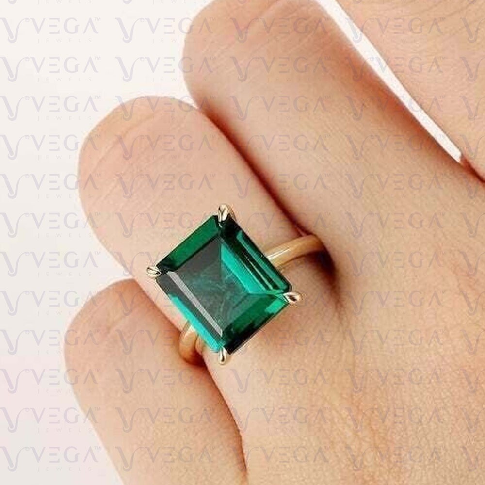 6.00Ct Emerald Natural Emerald & Diamond 100% 14k SOLID Yellow Gold Wedding Ring