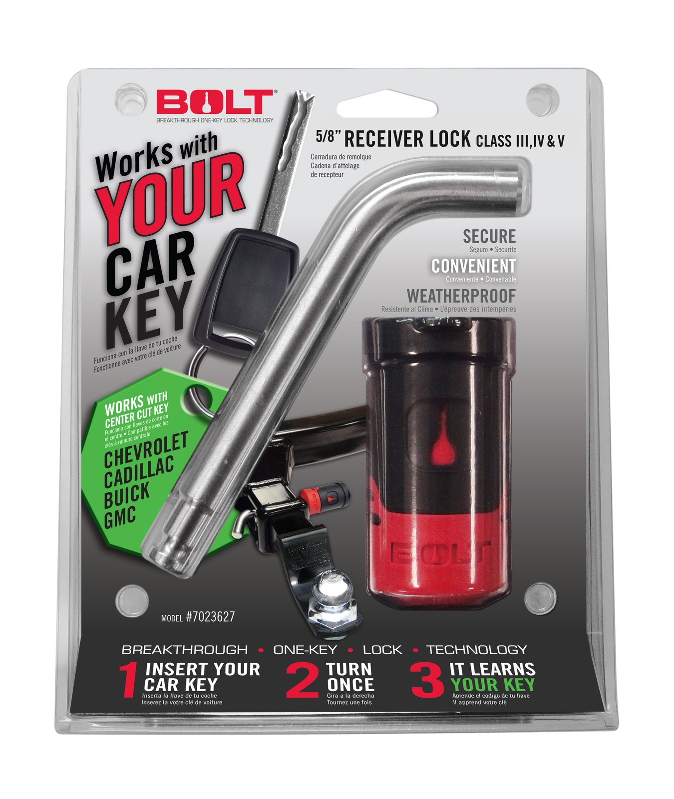 BOLT for 5/8In. Receiver Lock GM Center Cut 7023582