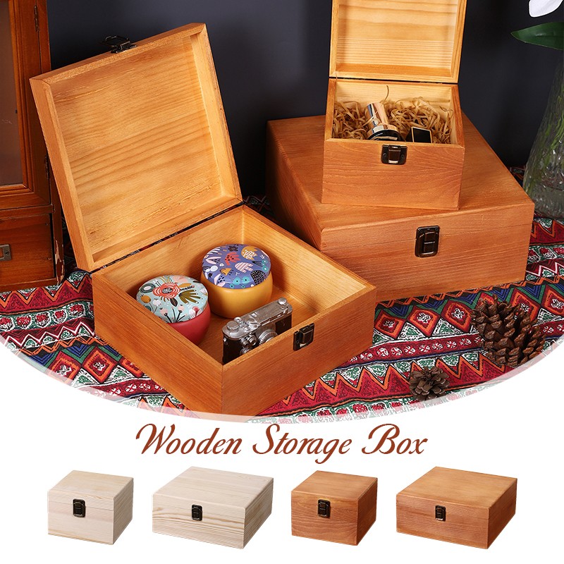 Wooden Storage Box Gift Box Handmade Craft Case Organizer Container Home Decor