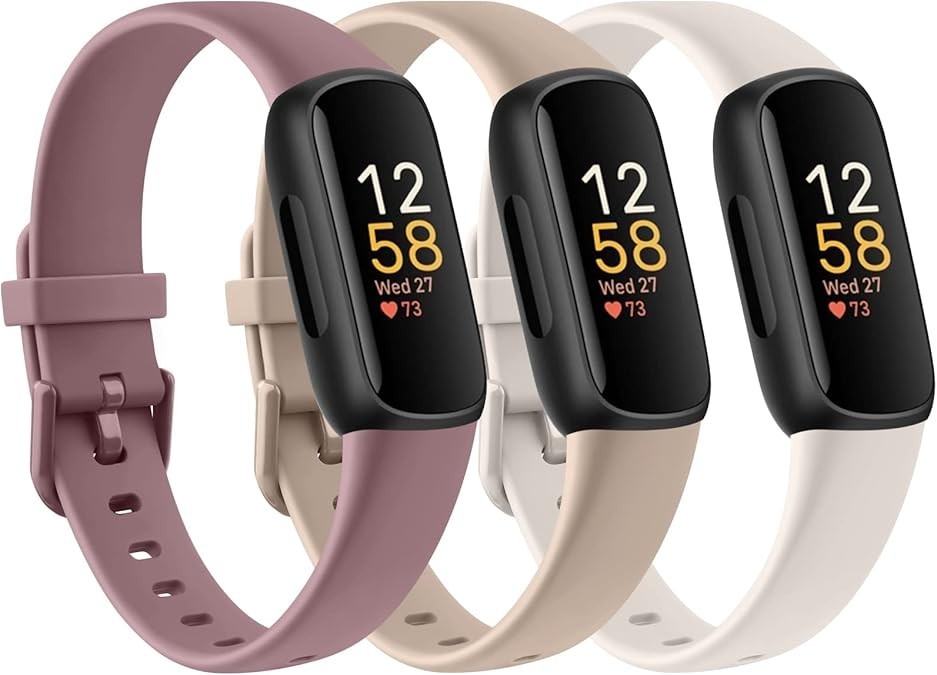 PACK 3 Silicone Bands for Fitbit Inspire 3 Replacement Wristbands for Women Men,