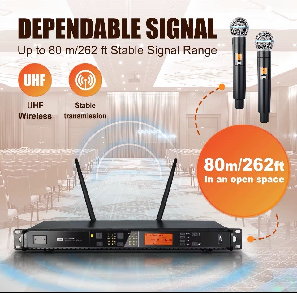UX22 Professional Portable Microphone 2 Channel Handheld UHF Wireless Microphone