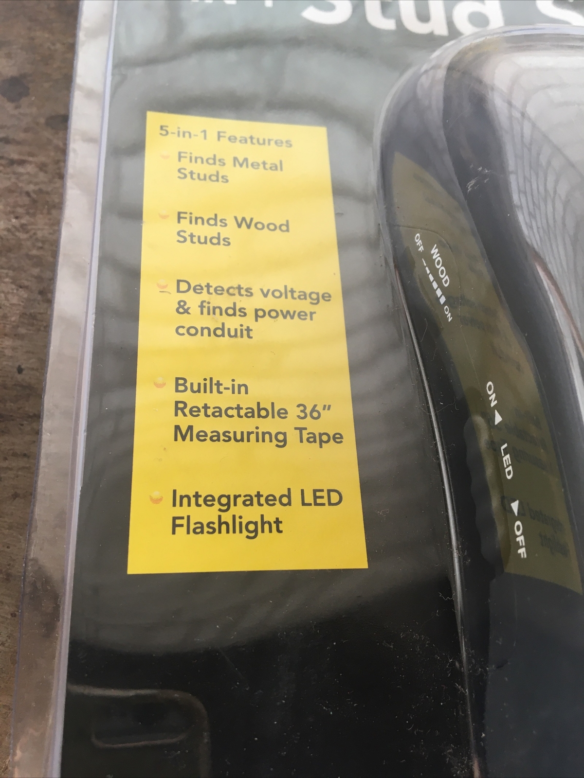 Cen-Tech 5 In 1 Stud Sensor With Led Light Measure. NEW