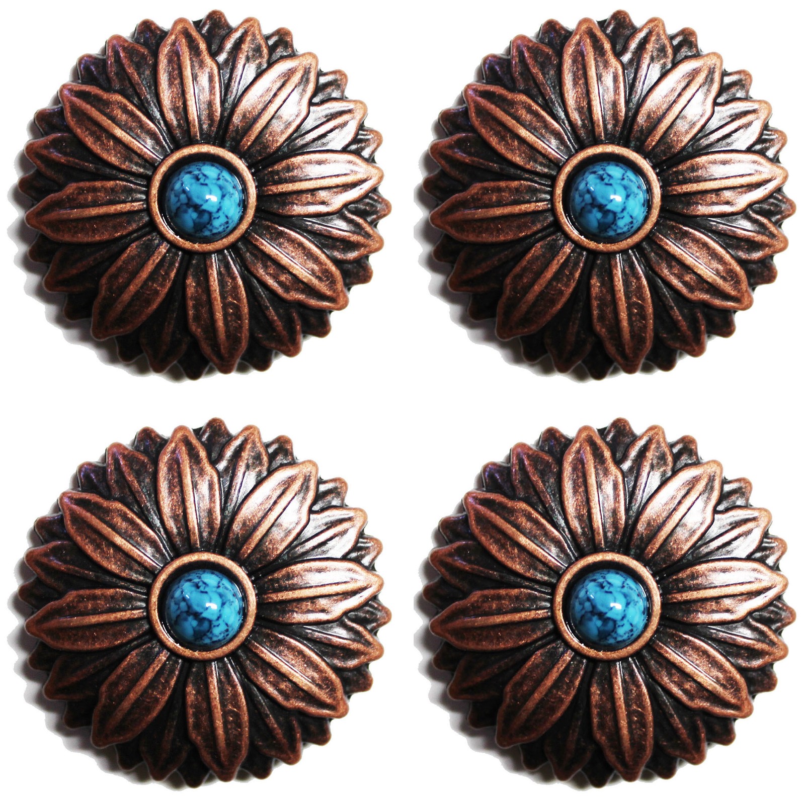 Concho Set of 4 Conchos Western Saddle Tack Copper Flower 401528