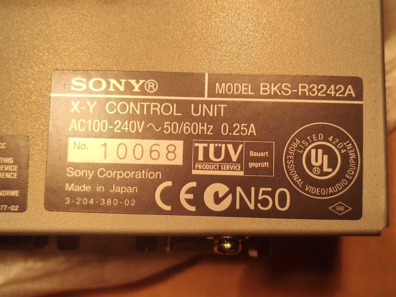 SONY BKS-R3242A, X-Y Control Unit