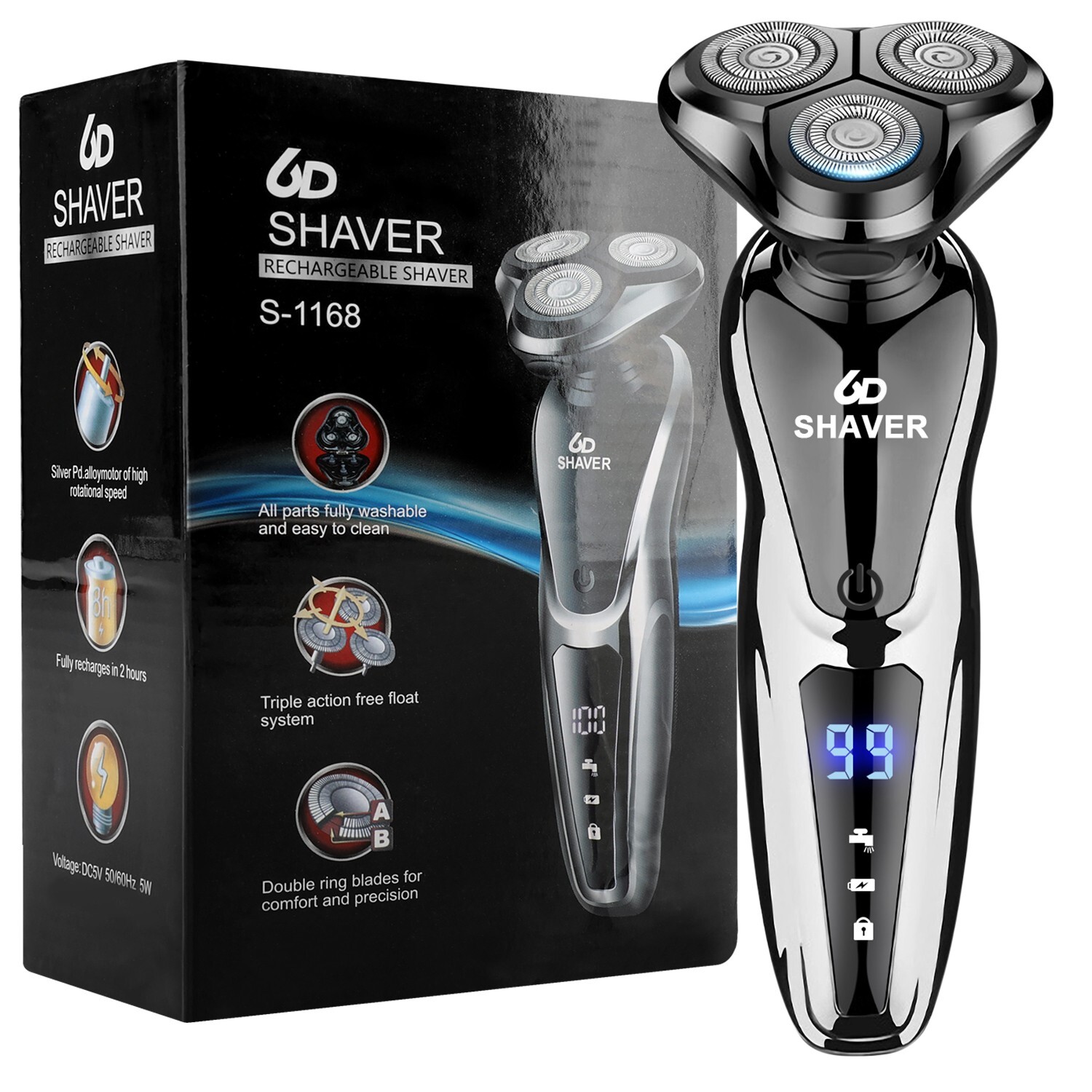 3 Heads Rotary Shaver Men Wet/Dry Electric Shaver Trimmer Razor Beard Shaving US