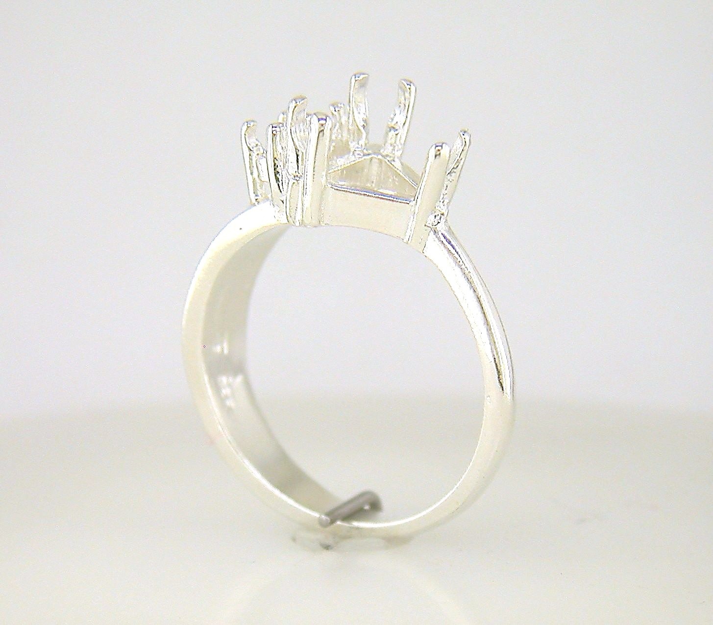 Trillion Double Accented Ring Setting Sterling Silver