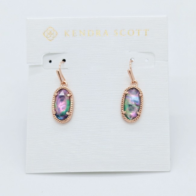 New Kendra Scott Lee Rose Gold Earrings in Lilac Abalone Shell