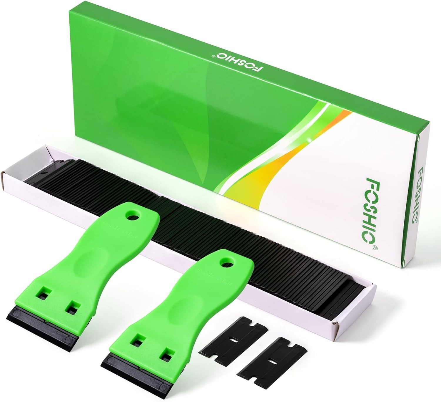 2PCS Plastic Razor Blade Scraper Tool and 100PCS Plastic Blades for Gasket Remov
