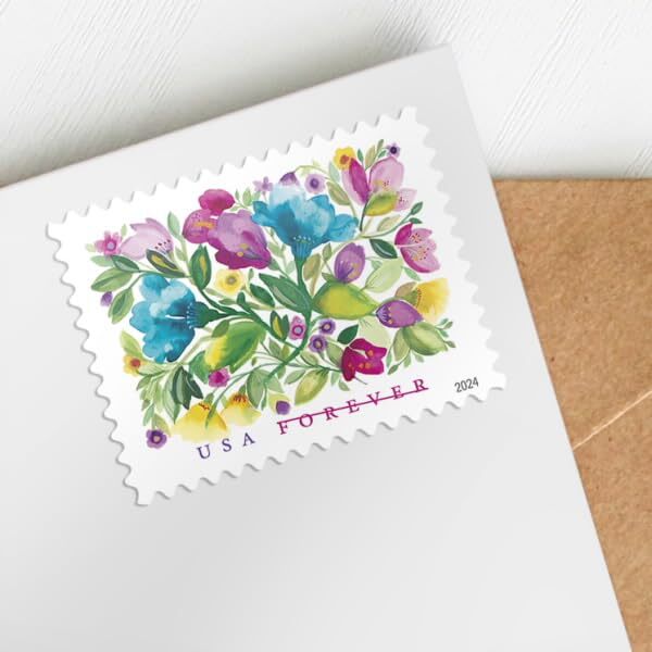 Celebration Blooms Forever Stamp Floral Design Wedding Invitation Mail 80 Cha...