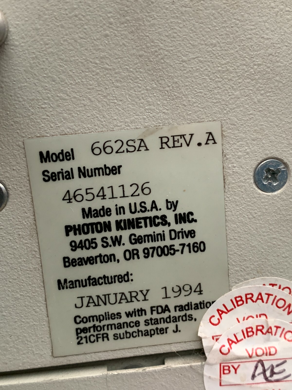 Photon Kinetics Model 6500 OTDR - 662SA Rev A - Tested