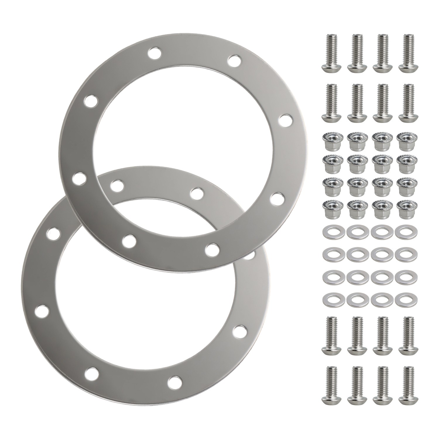Stainless Steel 3.5" ID Polished Exhaust Bezels Side Exit 2PCS Bolts Nuts
