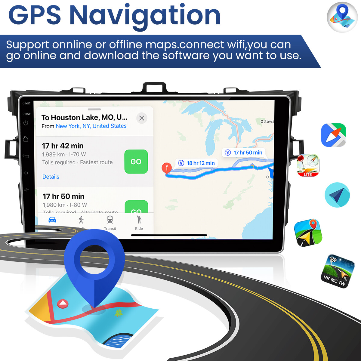 FOR 2009-2013 TOYOTA COROLLA Apple Carplay Android 13 Car Stereo Radio GPS Navi