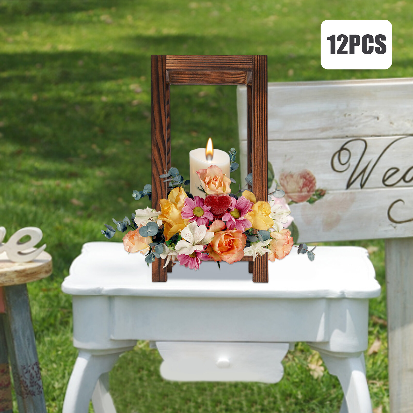 12 Pcs Wooden Wedding Lantern Centerpiece, Farmhouse Decor, Country Barn Wedding