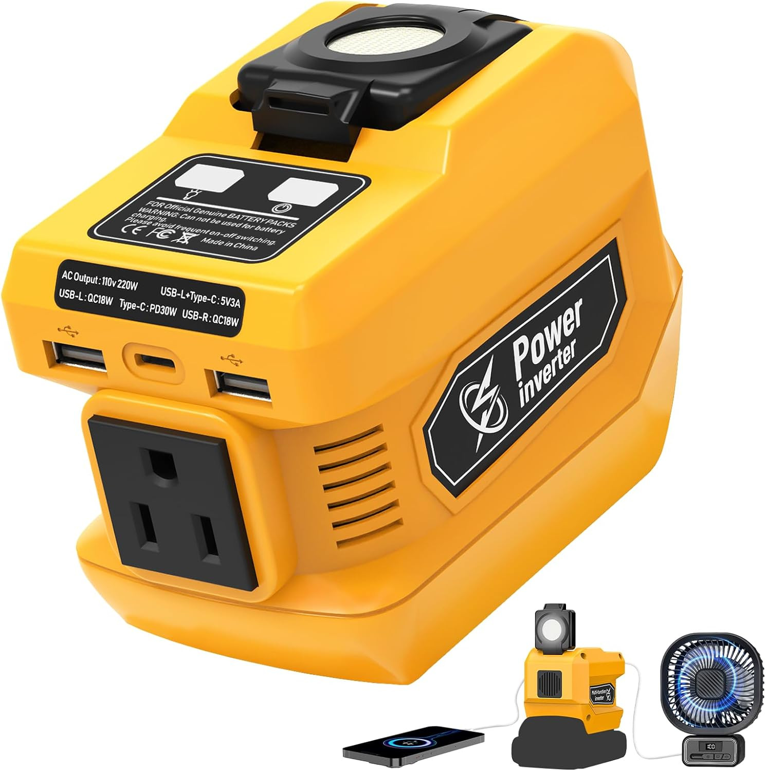 220W Power Inverter Compatible with 20V Battery, Portable Power Generator NEW