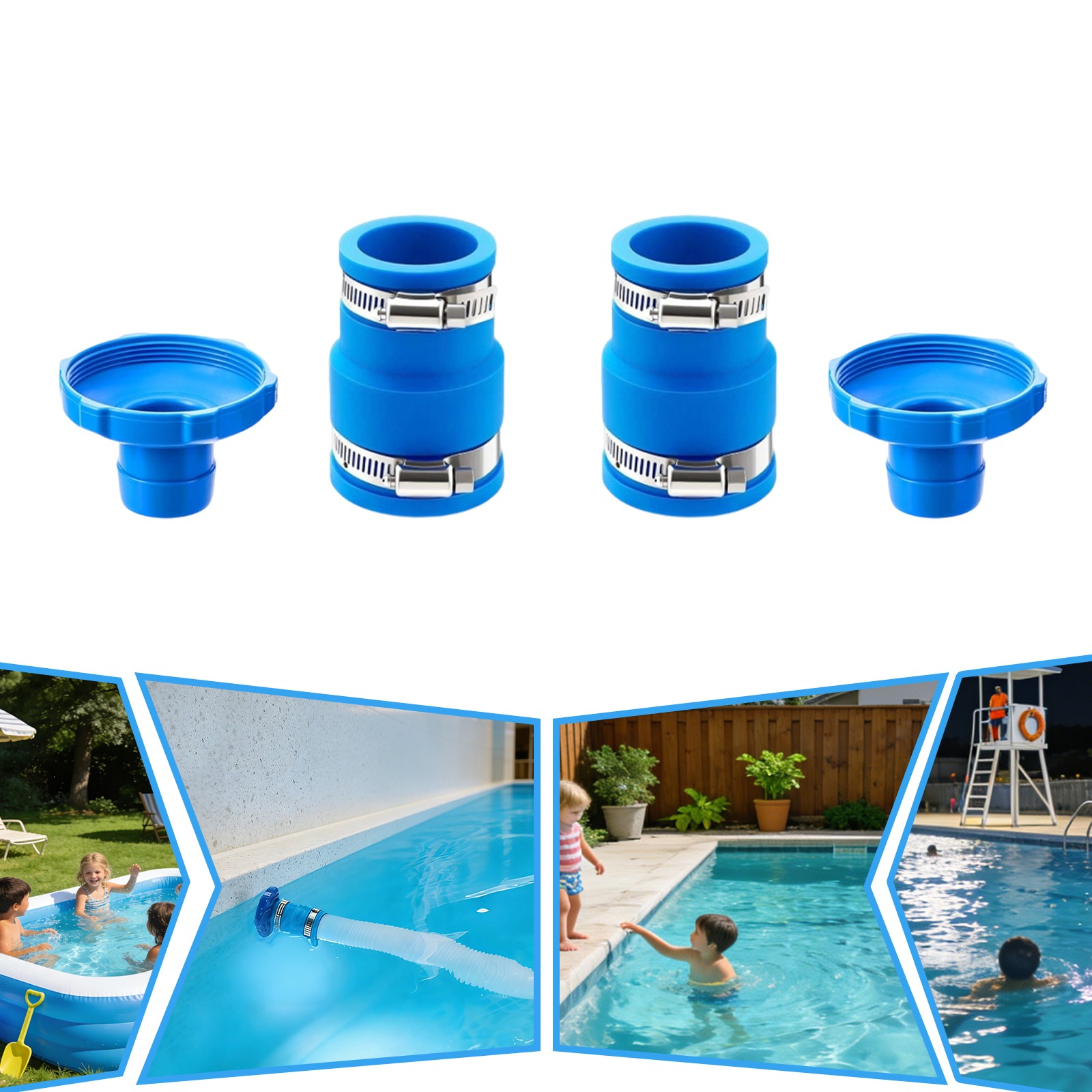 2pcsVacuum Hose Adapter, Pool Skimmer Hose Connector Kit, Swimming Pools Adapter