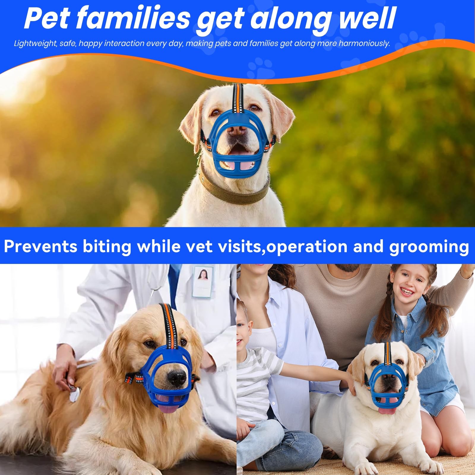 Dog Muzzle, Basket Muzzle for Small Medium Large Dogs, Anti-Biting and Chewin...